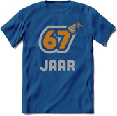 67 Jaar Feest T-Shirt | Goud - Zilver | Grappig Verjaardag Cadeau Shirt | Dames - Heren - Unisex | Tshirt Kleding Kado | - Donker Blauw - L