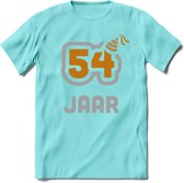54 Jaar Feest T-Shirt | Goud - Zilver | Grappig Verjaardag Cadeau Shirt | Dames - Heren - Unisex | Tshirt Kleding Kado | - Licht Blauw - M