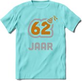 62 Jaar Feest T-Shirt | Goud - Zilver | Grappig Verjaardag Cadeau Shirt | Dames - Heren - Unisex | Tshirt Kleding Kado | - Licht Blauw - XXL