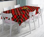 Tafelkleed 135x220 - Bedrukt Velvet textiel - Rood tartan - Fluweel - De Groen Home