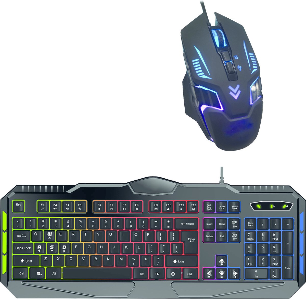 Game toetsenbord en muis - Gaming Set met RGB Verlichting - Toetsenbord en Muis - Bedraad - Zwart