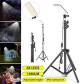 XANES-Instelbare Opvouwbaar LED Campinglampen -84*LED's 1680LM 6500-7000K 1.8m IP65 Tentlampen-met Statief-Voor Camping Fotografie BBQ