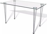 Furnibella - Eettafel met Glazen Blad Eetkamer Eet KamerTafel Eetkamertafel Tafels