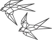 Hout-Kado - Zwaluw (set) - Medium - Zwart - Geometrische dieren en vormen - Hout - Lasergesneden