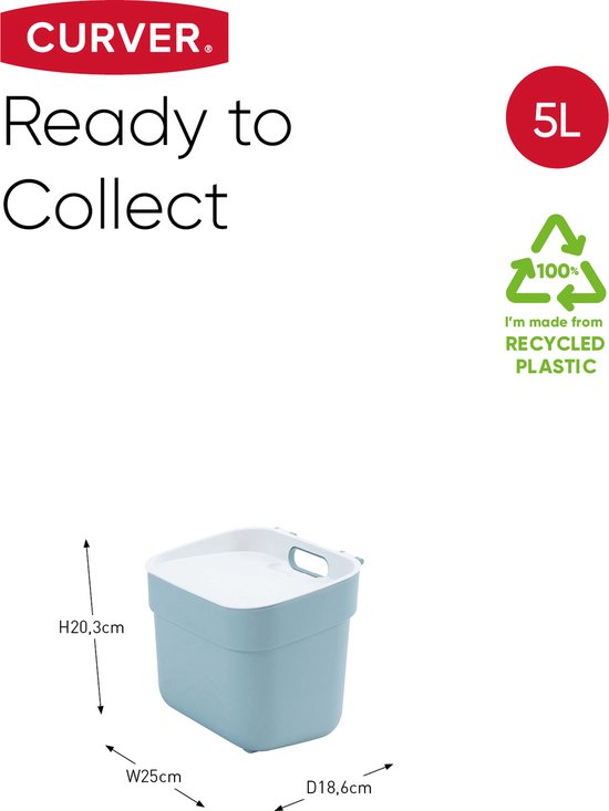 Prullenbak Curver Ready to Collect - GFT - 5L - Blauw/ Gris clair