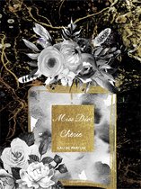 Glasschilderij - Parfum Dior Bloemen Marmerlook - 60 x 80 x 0,4 cm