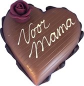 Chocolade - Dubbel Hart met roos - "Voor Mama" - Zijden lint "Speciaal voor jou" - Cadeauverpakking