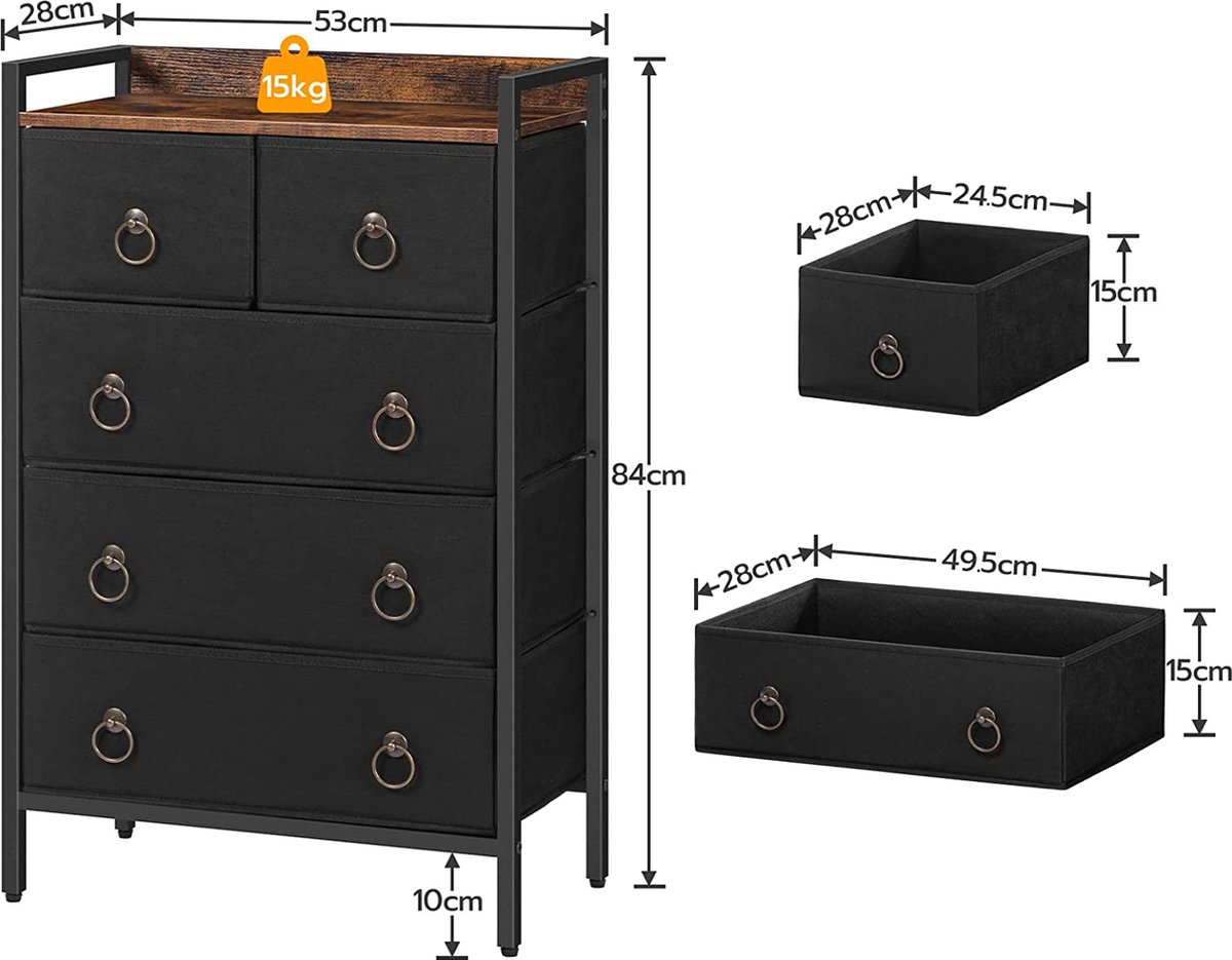 LIANTRAL Verticale slanke ladekast, opbergeenheid met 4 stoffen laden voor badkamer/keuken/woonkamer/entree/smalle ruimte (wit en grijs
