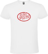 Wit t-shirt met 'Girl Power / GRL PWR' print Rood  size XXL