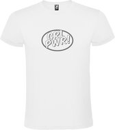 Wit t-shirt met 'Girl Power / GRL PWR' print Zilver size XS