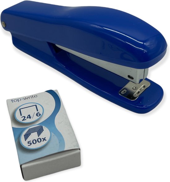Compleet je Kantoorbenodigdheden met de Blauwe Nietmachine Set - Inclusief 500 Nietjes