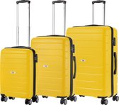 Ensemble de valises TravelZ Big Bars | Ensemble de chariot 3 pièces avec serrure TSA | Jaune