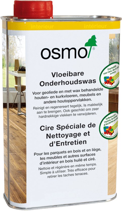 Osmo Onderhoudswas 3087 - Wit Transparant - 1 Liter | Houten Vloer Onderhoud | Voor Witte Vloeren