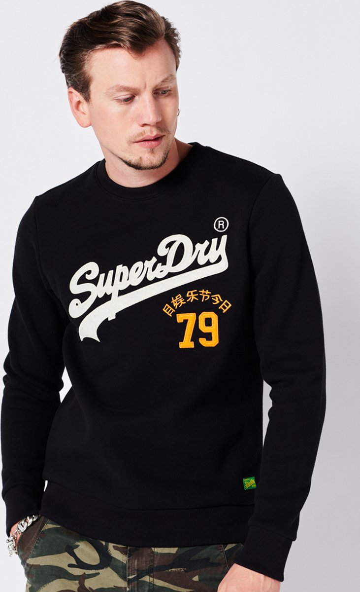 Superdry VINTAGE VL INTEREST CREW Heren Trui 2XL Zwart