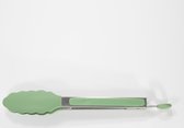 Siliconen keukentang met vergrendeling 24cm - Sage & mint groen - Serveertang - Saladetang - Tang- Vleestang - RVS met een met siliconen greep