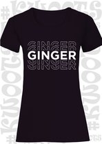 GINGER dames shirt - Zwart - korte mouw - Maat XL - Grappig teksten - Quotes - Kwoots - rood haar
