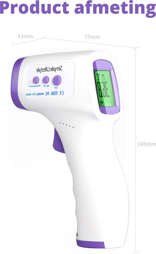 Simple Lifestyle® Infrarood Thermometer - Gecertificeerd - Contactloos - Simple Lifestyle