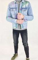 JJIALVIN JJJACKET Spijkerjas Voor Mannen Amerikaanse Denim Jas Brief Borduurwerk Jas Punk Streetwear Fall Jas Voor Mannelijke Bomberjack Mannen Casual Print Hip Hop Jassen - Maat XL