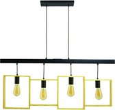 C-Création ® Hanglamp Wissin - 97 cm breed - Kroonluchter - 4 Lichtpunten - Zwart Hout - Woonkamer - Boven Eettafel