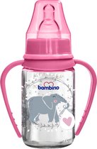 Bambino Roze 125 ml Glazen Fles met Grip Handvatten B015