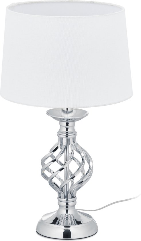 Relaxdays tafellamp touch - nachtkastlamp E14 - schemerlamp - modern design - zilver