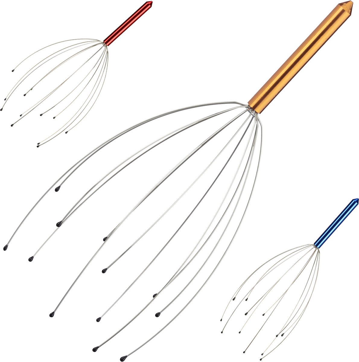 Goedkoopste Relaxdays 1x hoofdmassage spin - 12 armen - gouden hoofdspin - 24,5 cm - ontspannen