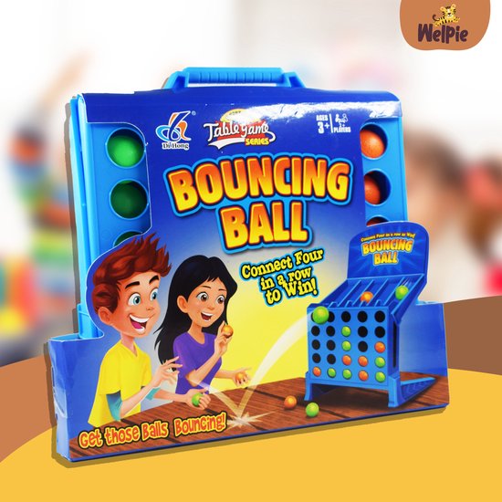 Thumbnail van een extra afbeelding van het spel Welpie 4 Op Een Rij – Vier Op n Rij Classic Spel in Modern Jasje – Set met Pingpongballen – voor Kinderen en Volwassenen