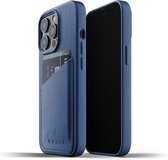 Mujjo - Full Leather Wallet iPhone 13 Pro Hoesje | Blauw