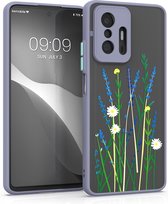 kwmobile hoesje voor Xiaomi 11T / 11T Pro - Back cover in lavendel / groen / mat transparant - Smartphonehoesje - Bloemstengels Lavendel design