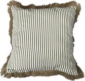 Gestreept stoffen kussen met franje rand, 44x44CM - ALBI
