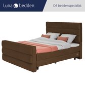 Luna Bedden - Boxspring Skye - 200x200 Compleet Bruin 3 Balken Bed
