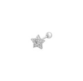 Yehwang - Oor piercing Star - Zilverkleurig - Zirkonia - Stainlees steel