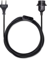 kwmobile E27 avec interrupteur - câble textile 3,5m - douille E 27 cordon d'alimentation avec interrupteur à bague à vis - lampe à suspension câble de lampe noir