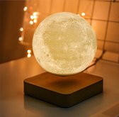 Lampe lune flottante - Aspect bois - Chêne foncé
