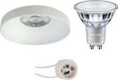 LED Spot Set - Proma Vrito Pro - GU10 Fitting - Inbouw Rond - Mat Wit - Ø82mm - Philips - MASTER 927 36D VLE - 3.7W - Warm Wit 2200K-2700K - DimTone Dimbaar