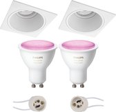 Proma Minko Pro - Inbouw Vierkant - Mat Wit - Verdiept - 90mm - Philips Hue - LED Spot Set GU10 - White and Color Ambiance - Bluetooth