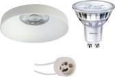 LED Spot Set - Pragmi Vrito Pro - GU10 Fitting - Inbouw Rond - Mat Wit - Ø82mm - Philips - SceneSwitch 827 36D - 1.5W-5W - Warm Wit 2200K-2700K - Dimbaar - BSE