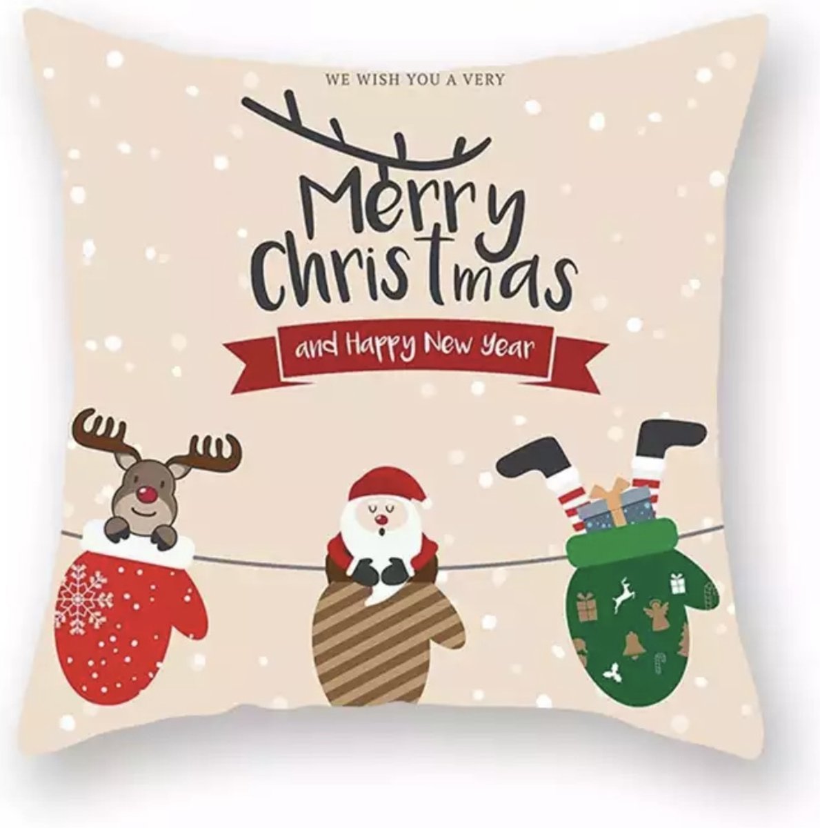 Kerst Kussenhoes Design 8 Handschoen Rendier Kerstman Rendier |Kerst kussen| Kerstdagen | Feestdagen |Kerst |Decoratie |Woondecoratie |Kussenslopen |December |Cadeau