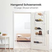 Shoppery XXL Schoenenrek Deurhanger 12 Laags - Opbergsysteem voor Schoenen - Wit -  183cm