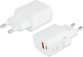 PT line USB-A & USB Type-C Power Adapter Travel Fast Charger, Total Output 38W, White Bulk