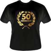 Funny zwart shirt. Gouden Krans T-Shirt - Abraham 50 jaar - Maat XS
