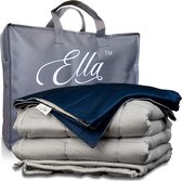 Ella® Verzwaringsdeken Katoen 11 kg 150x210 cm - Bundel met Hoes - Verzwaarde deken Incl. Grijs & Blauw Biologisch Katoenen Overtrek