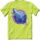 Dieren T-Shirt | wolf retro kleding Kado Heren / Dames | Perfect wildlife Cadeau shirt - Groen - S
