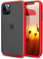 SafeCase® iPhone 11 Pro Hoesje - Rood Hoesje - Transparante Matte Achterkant - Schokbestendig + Gratis Glass Schermbeschermer