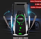 Draadloze Oplader Auto met Smart Infrarood Sensor  - LIMITED EDITION 2in1 BLITZMEDIA - Telefoonhouder Draadloos Opladen & Autohouder - Automatische Telefoon Detectie - Houder voor