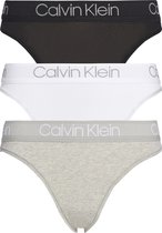 Calvin Klein dames tanga slips (3-pack) - met hoge beenuitsnijding - zwart - wit en grijs - Maat: L
