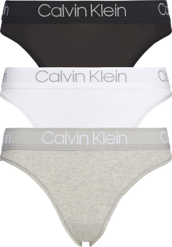 Culotte tanga pour femme Calvin Klein (lot de 3) - avec coupe haute - noir  - blanc et... | bol