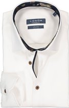 Ledub overhemd modern fit overhemd - twill - wit (gebloemd contrast) - Strijkvrij - Boordmaat: 46