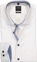 OLYMP Luxor modern fit overhemd - mouwlengte 7 - wit (contrast) - Strijkvrij - Boordmaat: 41