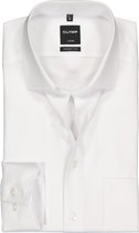 OLYMP Luxor modern fit overhemd - mouwlengte 7 - wit twill - Strijkvrij - Boordmaat: 42